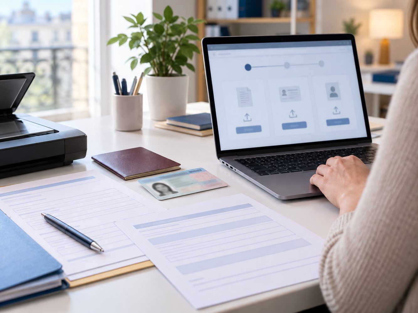 Documents administratifs sur un bureau de traducteur assermente